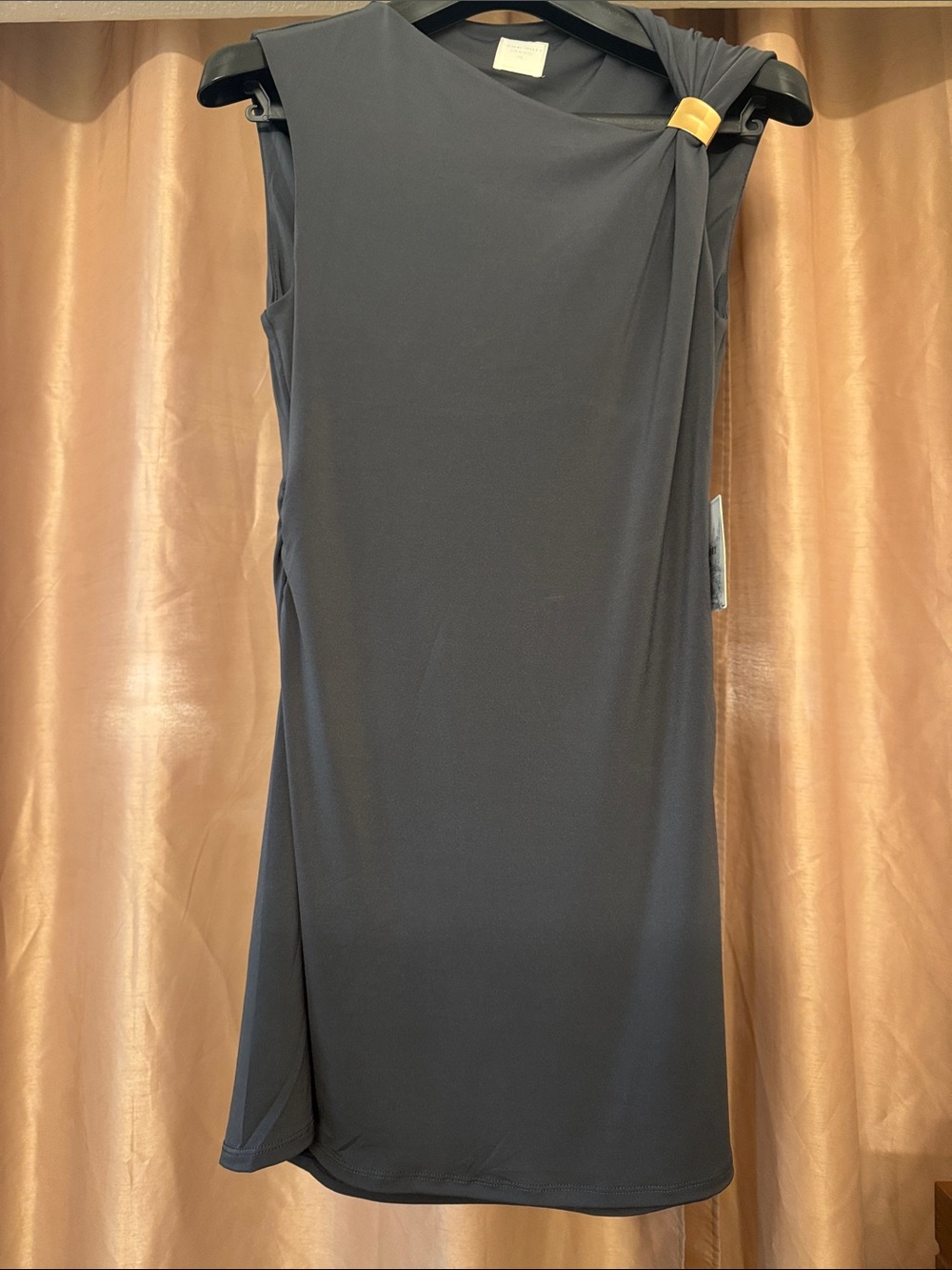 Sleeek One-Shoulder Dress in Charcoal Gray